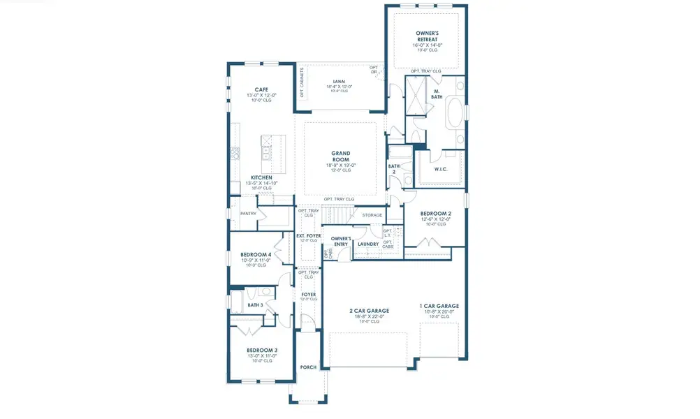 2D floor plan layout for the Longboat II by Homes by WestBay in Longleaf at Grand Park, Sarasota, FL (Image 3). 2D floor plan layout for the Longboat II by Homes by WestBay in Longleaf at Grand Park, Sarasota, FL (Image 3).