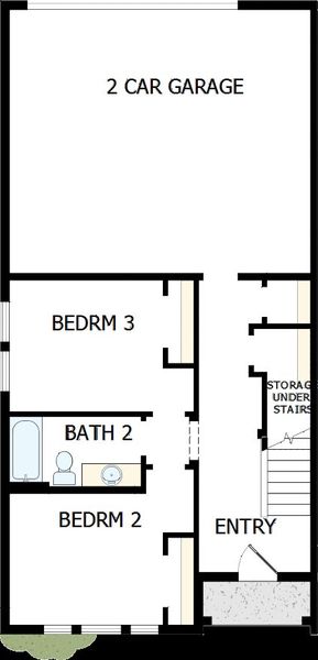 2D floor plan layout of this home in Emerald Landing at Waterside at Lakewood Ranch – Towns, Sarasota, FL (Image 2).