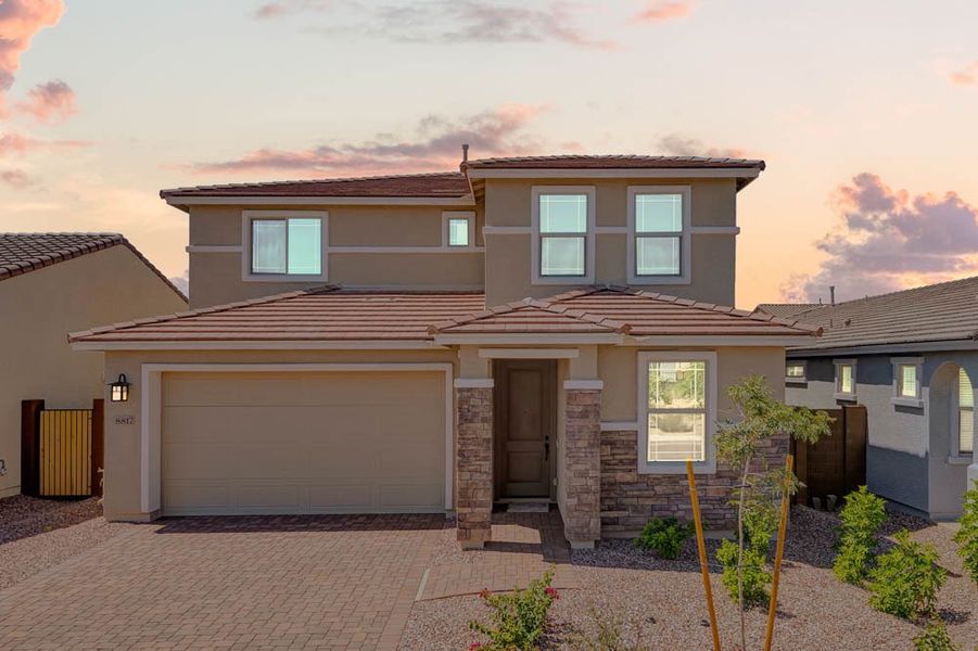 Representative exterior photo of a completed home built from the Winsor by Taylor Morrison in Stonehaven Discovery Collection, Glendale, AZ (Image 25).