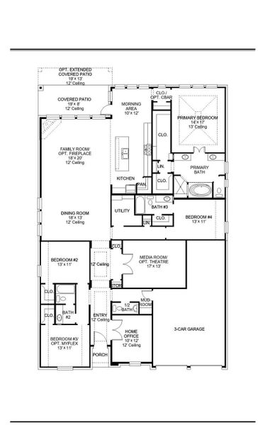 2D floor plan layout of this home in Two Step Farm 60', Montgomery, TX (Image 2).