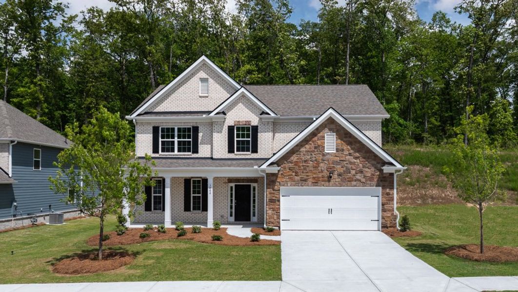 Representative exterior photo of a completed home built from the LYNNBROOK by D.R. Horton in Butner Estates, South Fulton, GA (Image 1).