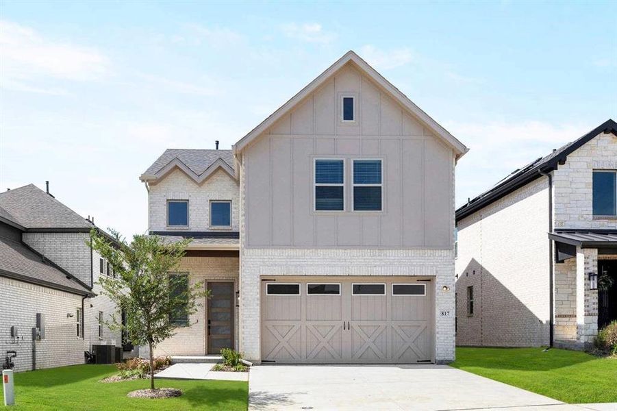 Front exterior of a new home in The Villages of Hurricane Creek, Anna, TX, highlighting curb appeal (Image 2).