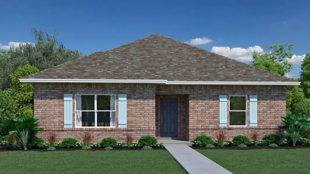 Representative exterior photo of a completed home built from the Panama by Holiday Builders in Yellow River Ranch, Milton, FL (Image 1). Representative exterior photo of a completed home built from the Panama by Holiday Builders in Yellow River Ranch, Milton, FL (Image 1).