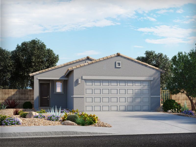Front exterior of a new home in Summerstone II, Marana, AZ, highlighting curb appeal (Image 2).
