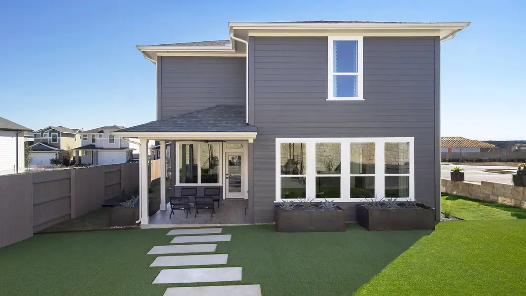 Exterior details and patio area of a home in Easton Park, Austin (Image 2). Exterior details and patio area of a home in Easton Park, Austin (Image 2).