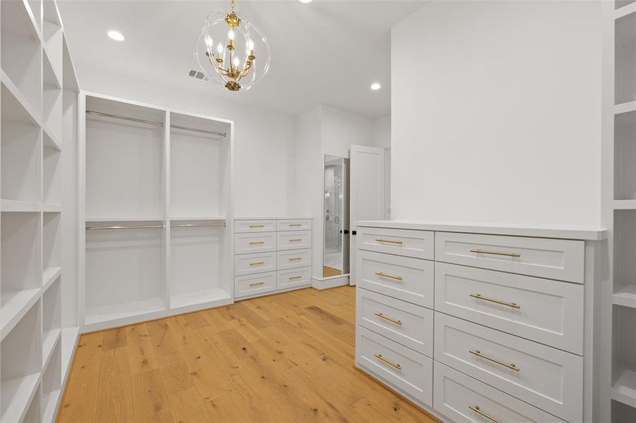 A portion of the primary closet! There are 2 built in dressers, each with 8 drawers!