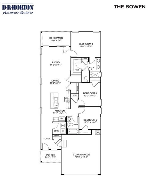 2D floor plan layout of this home in Legacy Farms, White House, TN (Image 3).