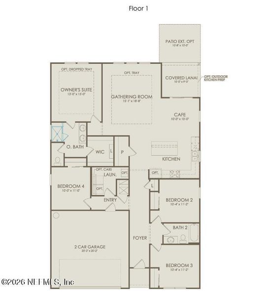2D floor plan layout of this home in Double Branch, Middleburg, FL (Image 3).