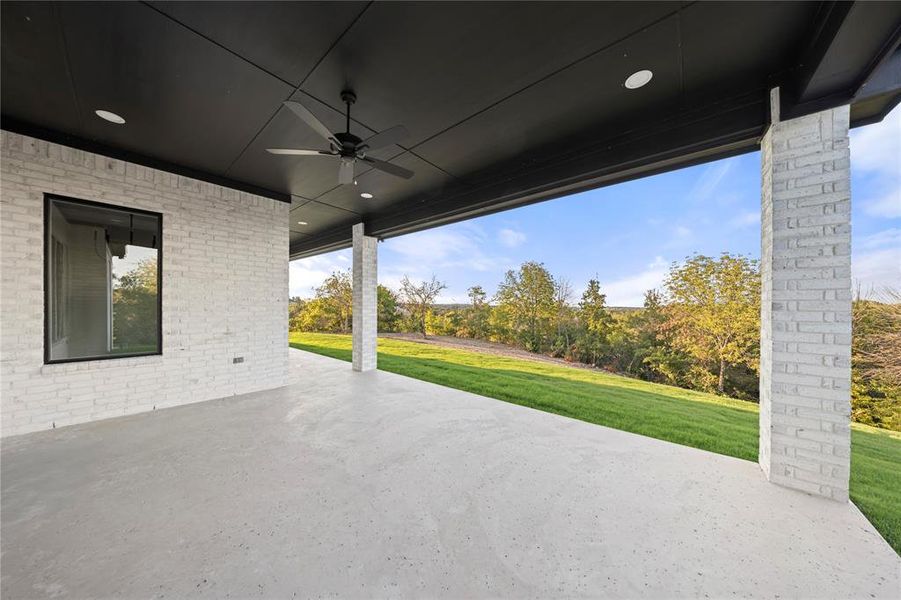 View of patio / terrace featuring ceiling fan