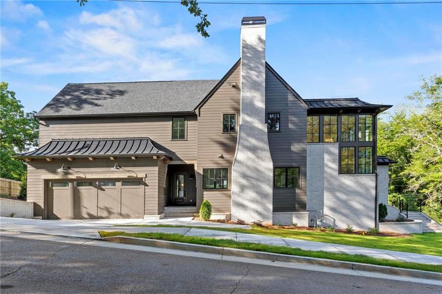 Front exterior of a new home in , Roswell, GA, highlighting curb appeal (Image 26). Front exterior of a new home in , Roswell, GA, highlighting curb appeal (Image 26).