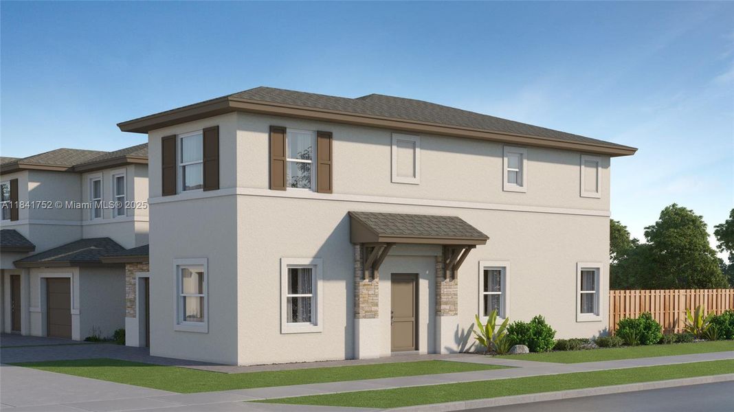 Front exterior of a new home in Coral Landings, Miami, FL, highlighting curb appeal (Image 1).