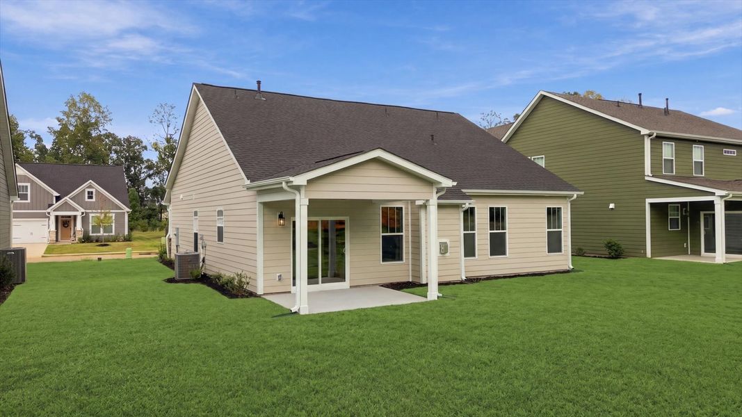 Exclusive rear covered porch with accomplished detail and elevated outdoor living potential in Anderson, SC