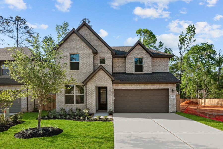 Representative exterior photo of a completed home built from the The Dahlia by David Weekley Homes in Jubilee, Hockley, TX (Image 2). Representative exterior photo of a completed home built from the The Dahlia by David Weekley Homes in Jubilee, Hockley, TX (Image 2).