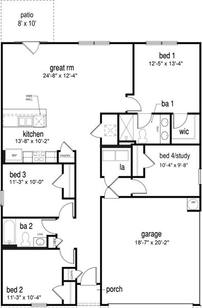 2D floor plan layout for the Freeport by D.R. Horton in The Preserve at Davis Place, Athens, TN (Image 3).