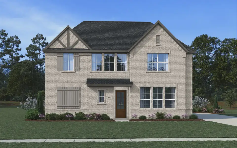 Representative exterior photo of a completed home built from the Hardin by Chesmar Homes in The Courtyards at Trinity Falls, McKinney, TX (Image 4). Representative exterior photo of a completed home built from the Hardin by Chesmar Homes in The Courtyards at Trinity Falls, McKinney, TX (Image 4).