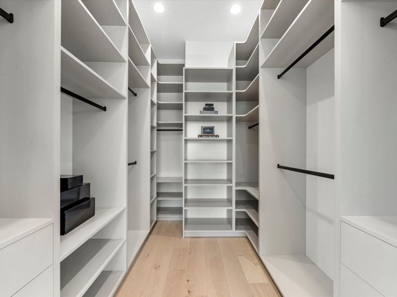 The primary also has this spacious, second closet.