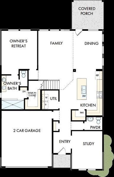 2D floor plan layout of this home in Meyer Ranch – Select Reserve Series, New Braunfels, TX (Image 2).