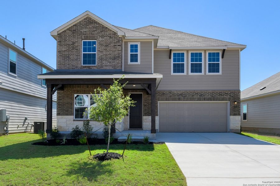 Front exterior of a new home in Cordova Trails, Seguin, TX, highlighting curb appeal (Image 1). Front exterior of a new home in Cordova Trails, Seguin, TX, highlighting curb appeal (Image 1).