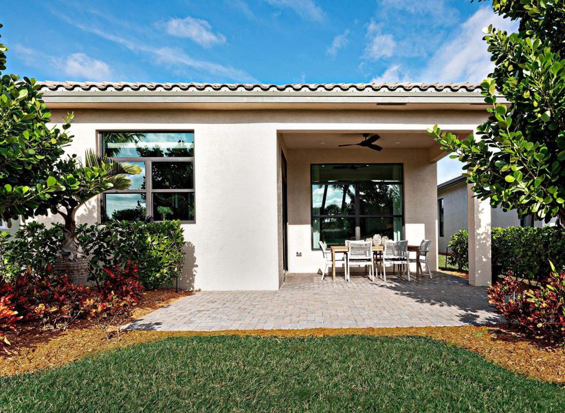 Exterior details and patio area of a home in Cresswind Palm Beach at Westlake, Westlake (Image 2).