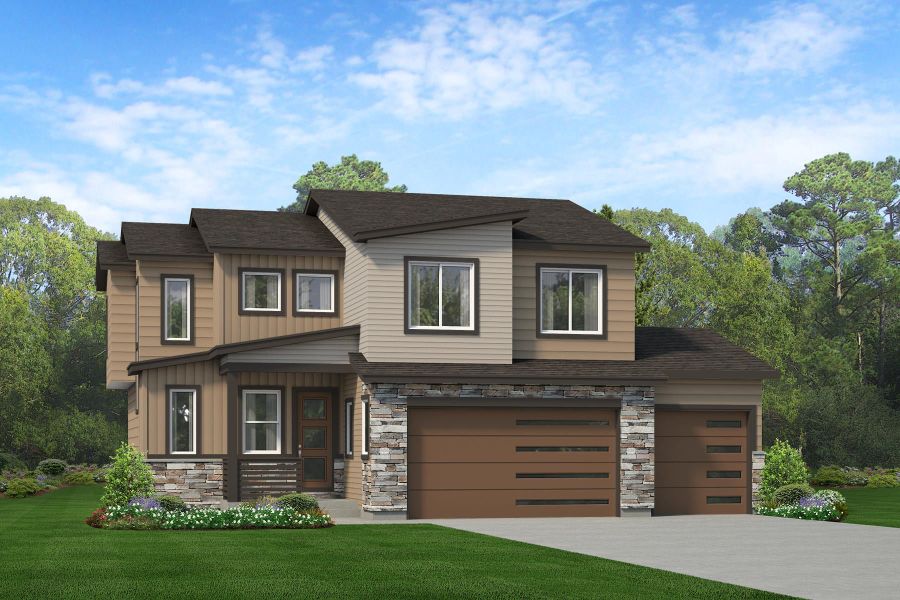 Front exterior of a new home in Cherry Meadows, Brighton, CO, highlighting curb appeal (Image 1). Front exterior of a new home in Cherry Meadows, Brighton, CO, highlighting curb appeal (Image 1).
