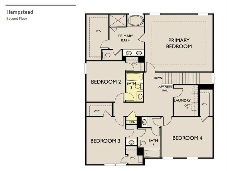 2D floor plan layout of this home in Arbors at Richland Creek, Buford, GA (Image 4).