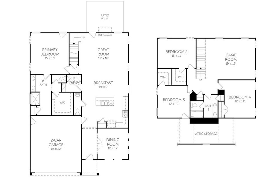2D floor plan layout for the Carson - Single Family Homes by Dream Finders Homes in Tidewater at Lakes of Cane Bay, Summerville, SC (Image 5). 2D floor plan layout for the Carson - Single Family Homes by Dream Finders Homes in Tidewater at Lakes of Cane Bay, Summerville, SC (Image 5).
