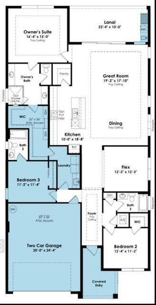 2D floor plan layout of this home in Cove Royale, Stuart, FL (Image 3).