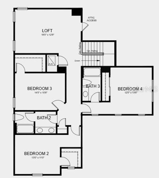 2D floor plan layout of this home in Westview, Kissimmee, FL (Image 3).