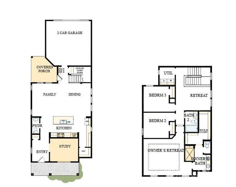 2D floor plan layout of this home in Whitley Preserve – Park Collection, Mint Hill, NC (Image 2).