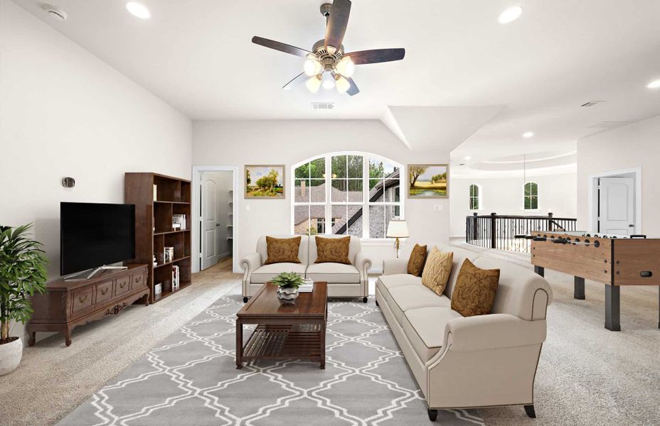 Representative furnished interior of a home built from the 4094 by Ravenna Homes in The Woodlands Hills 65′, Willis (Image 9).