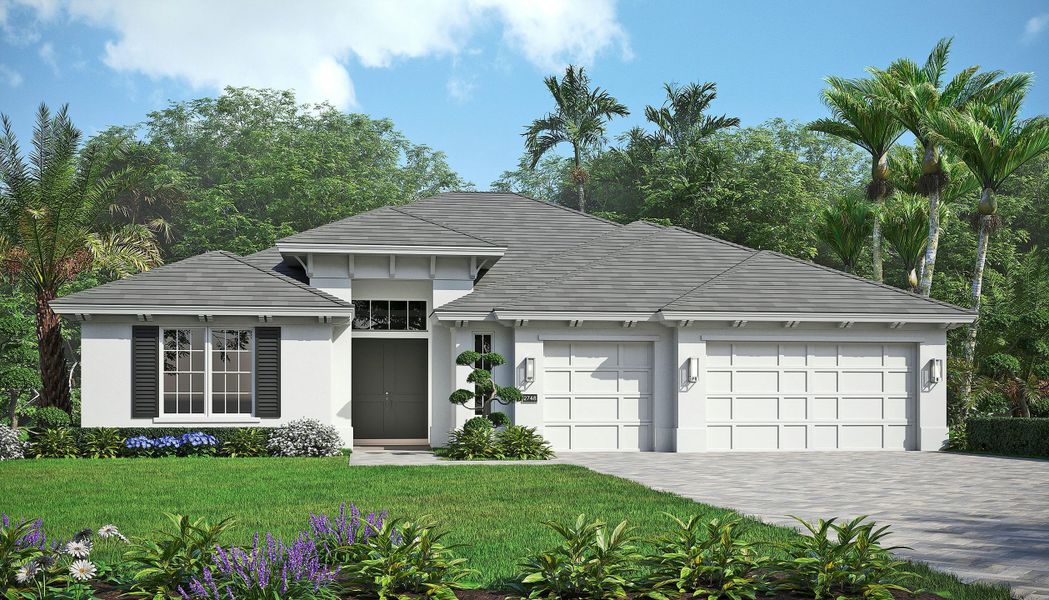 2D floor plan layout for the Monarch Grande by GHO Homes in Belterra, Port St. Lucie, FL (Image 80).