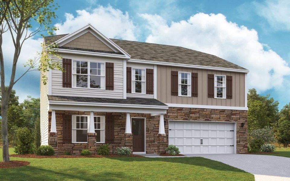 Representative exterior photo of a completed home built from the Columbia by D.R. Horton in Harbor Crest, Ooltewah, TN (Image 4).