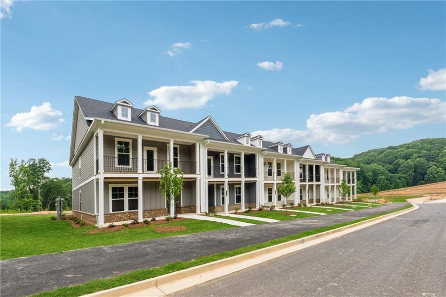 Front exterior of a new home in , Gainesville, GA, highlighting curb appeal (Image 35). Front exterior of a new home in , Gainesville, GA, highlighting curb appeal (Image 35).