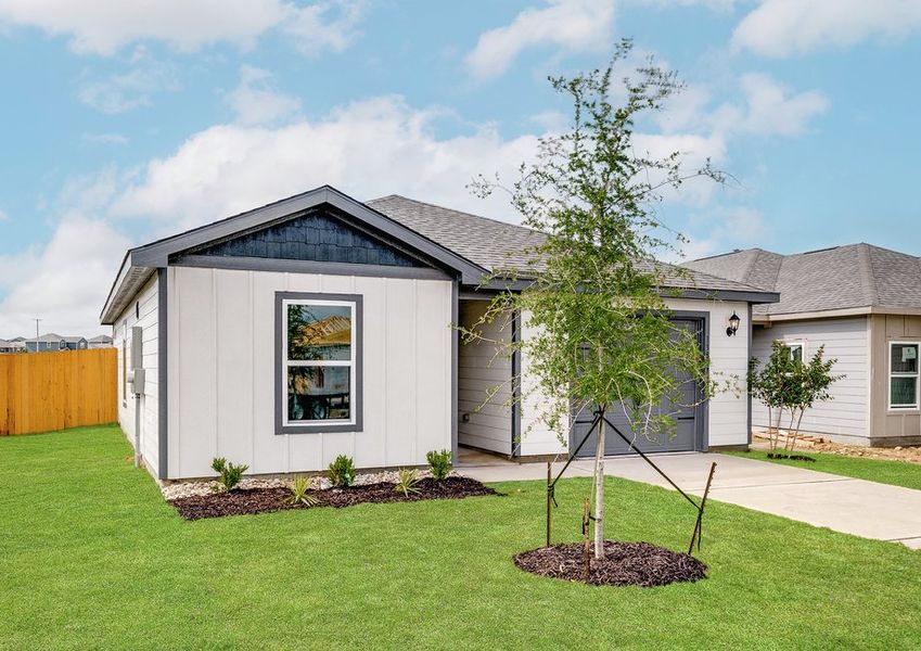 The Ash has a siding exterior.