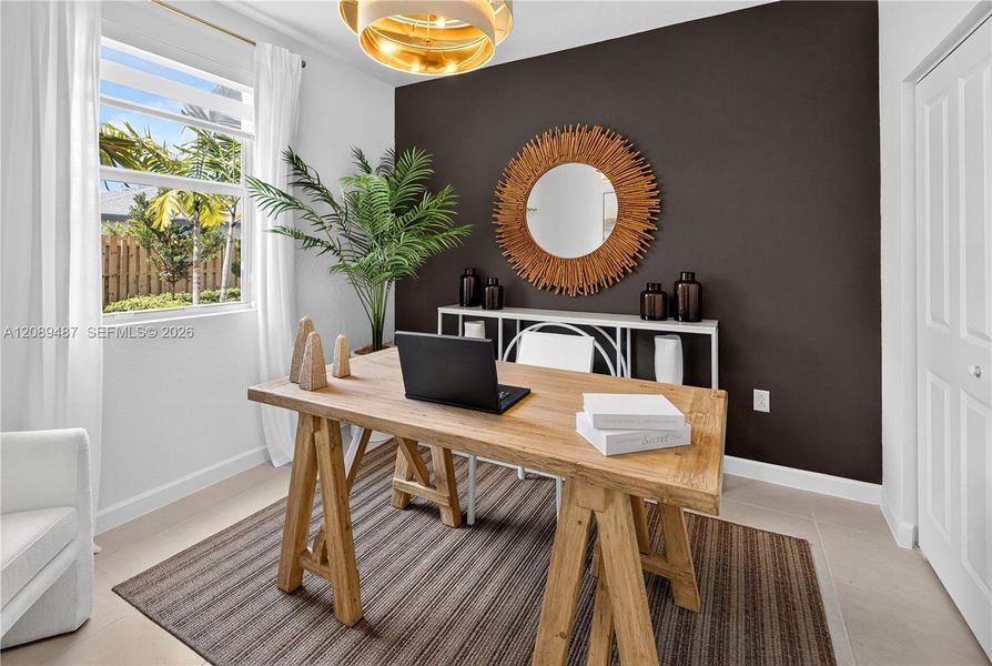 This bedroom boasts a versatile location on the main level, perfect for a guest room, home office and more. This bedroom boasts a versatile location on the main level, perfect for a guest room, home office and more.