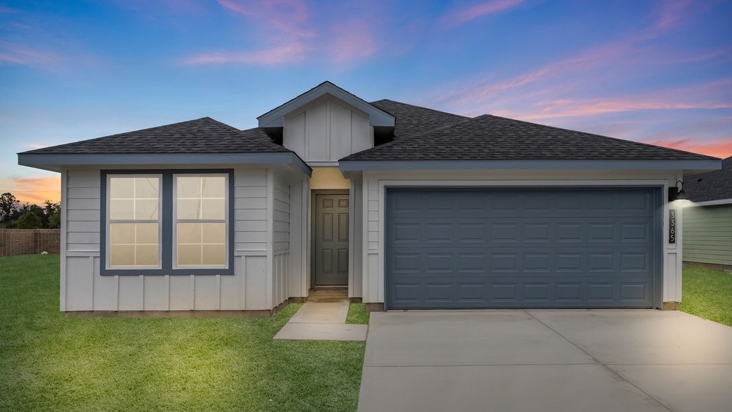 Front exterior of a new home in Reserve at Mallard Lakes, Orange, TX, highlighting curb appeal (Image 2). Front exterior of a new home in Reserve at Mallard Lakes, Orange, TX, highlighting curb appeal (Image 2).