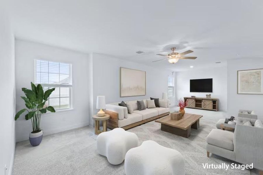 Photo of Pulte model home with same floor plan, not of actual home listed.