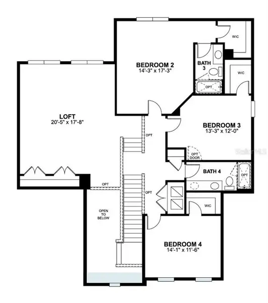 2D floor plan layout of this home in Hawk's Overlook, Oviedo, FL (Image 3).