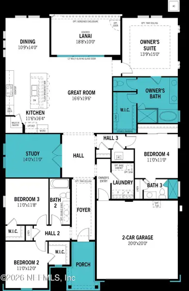 2D floor plan layout of this home in RiverTown, St. Johns, FL (Image 4).