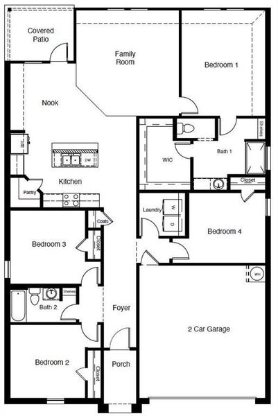 2D floor plan layout of this home in Lonestar at Liberty Trails, Fort Worth, TX (Image 3).