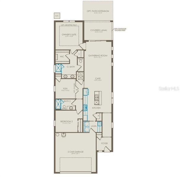 2D floor plan layout of this home in Del Webb Minneola, Minneola, FL (Image 2). 2D floor plan layout of this home in Del Webb Minneola, Minneola, FL (Image 2).