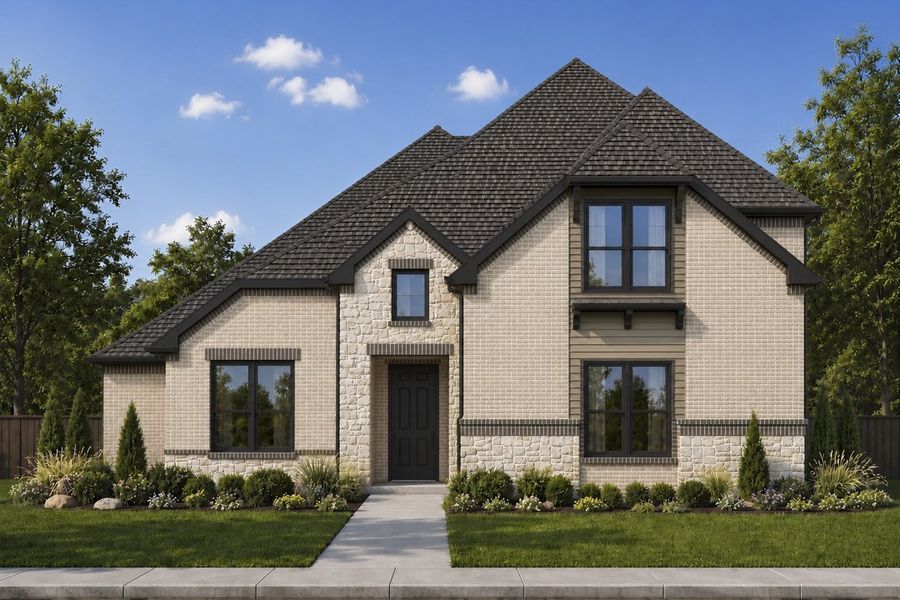 Representative exterior photo of a completed home built from the The Milan by Lillian Custom Homes in Ten Mile Creek, DeSoto, TX (Image 7).