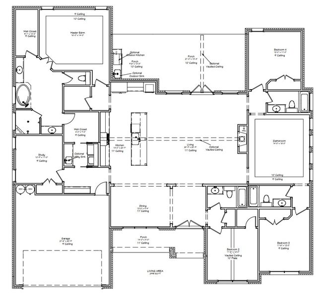 2D floor plan layout for the The Grayson by Reece Homes in Oakmont, Bryan, TX (Image 3).