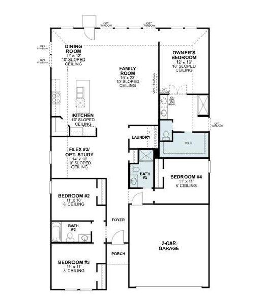 2D floor plan layout of this home in Sagebrook, Argyle, TX (Image 2).