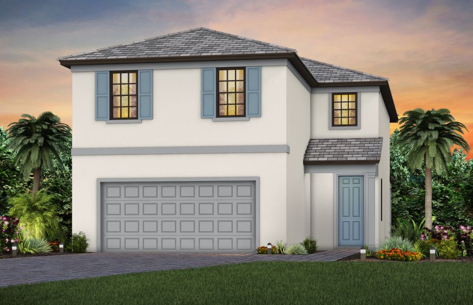 Representative exterior photo of a completed home built from the Trailside by DiVosta in Terreno, Naples, FL (Image 21). Representative exterior photo of a completed home built from the Trailside by DiVosta in Terreno, Naples, FL (Image 21).