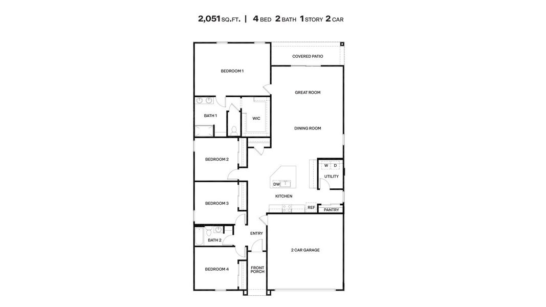 2D floor plan layout of this home in Saguaro Bloom, Marana, AZ (Image 4).
