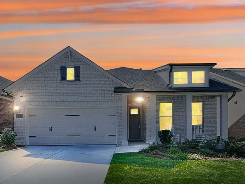 Front exterior of a new home in Glenhaven at Ridgewalk, Woodstock, GA, highlighting curb appeal (Image 33).