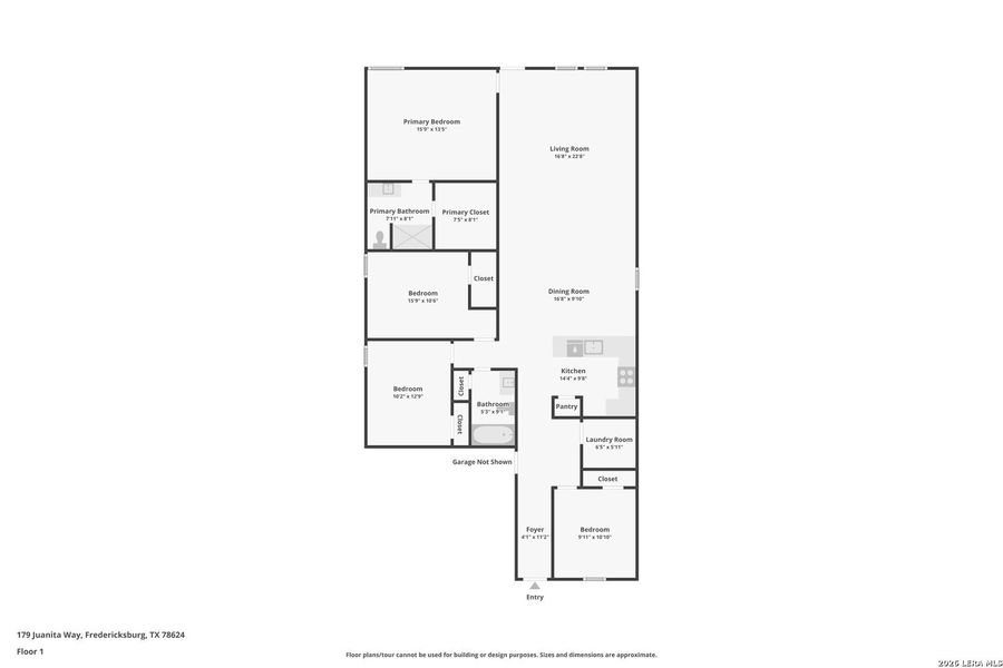 2D floor plan layout of this home in Friendship Oaks, Fredericksburg, TX (Image 4).