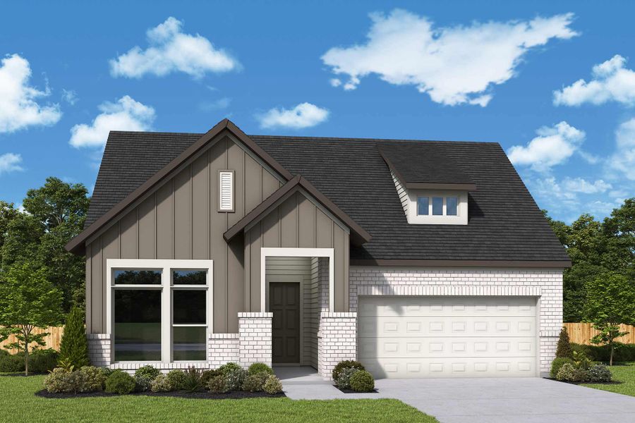 Front exterior of a new home in Kresston, Montgomery, TX, highlighting curb appeal (Image 17).
