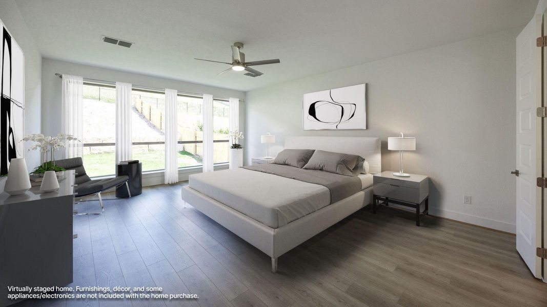 Furnished interior view inside a new home in Palmera Ridge, Leander (Image 5). Furnished interior view inside a new home in Palmera Ridge, Leander (Image 5).